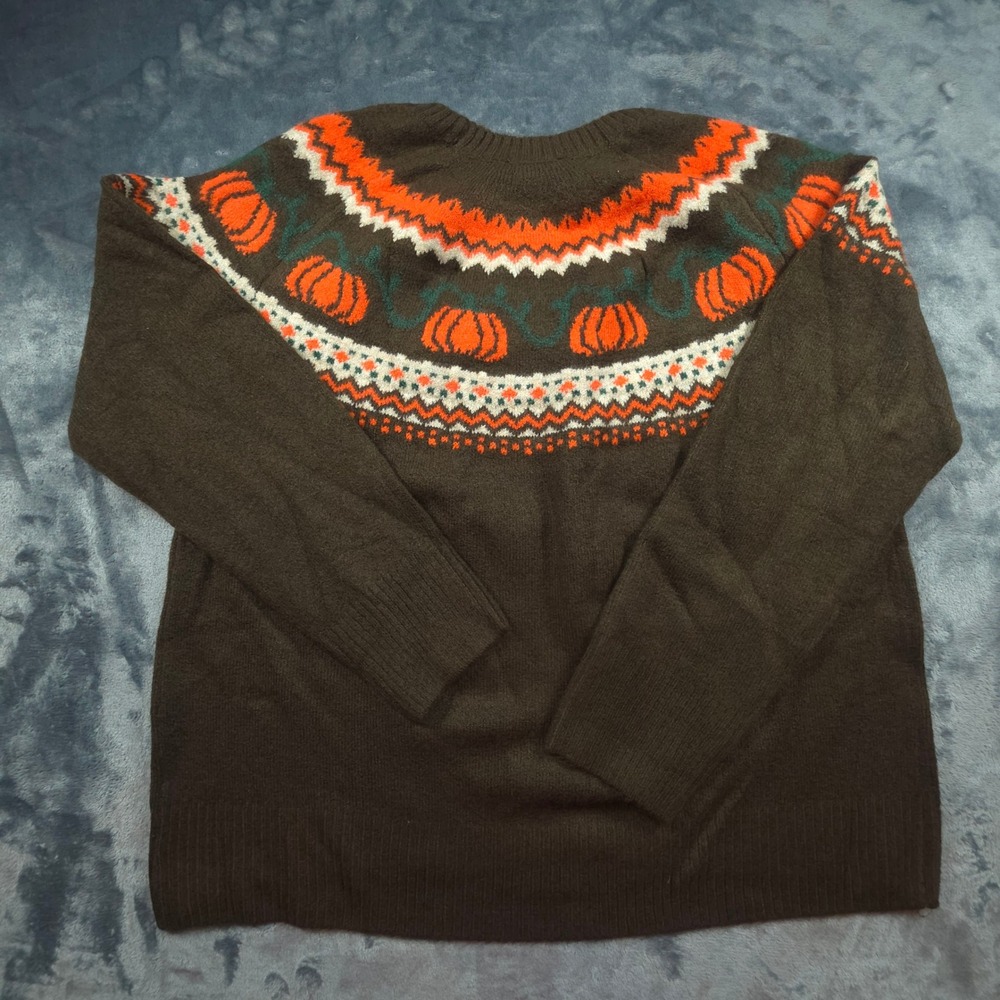 Vince Camuto Womens Brown Halloween Pumpkin Fair Isle Sweater SV7755201 M - Picture 7 of 7